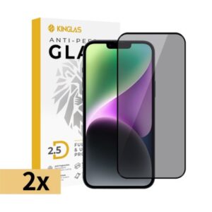 iPhone 16 Pro Max / 17 Pro Max Kinglas 2 Packs 2.5D Full Coverage Silk Printing Privacy Tempered Glass Screen Protector