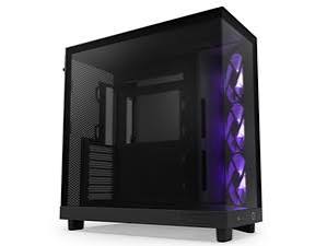 NZXT H6 Flow Compact Dual-Chamber Mid Tower Black ATX Case, TG, NO PSU
