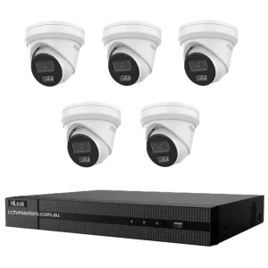HiLook 6MP CCTV Security Kit | 5× IPC-T361H-MU Smart Dual-Light Turrets | Built-in Mic & IntelliSense | 8CH 4K Network Video Recorder